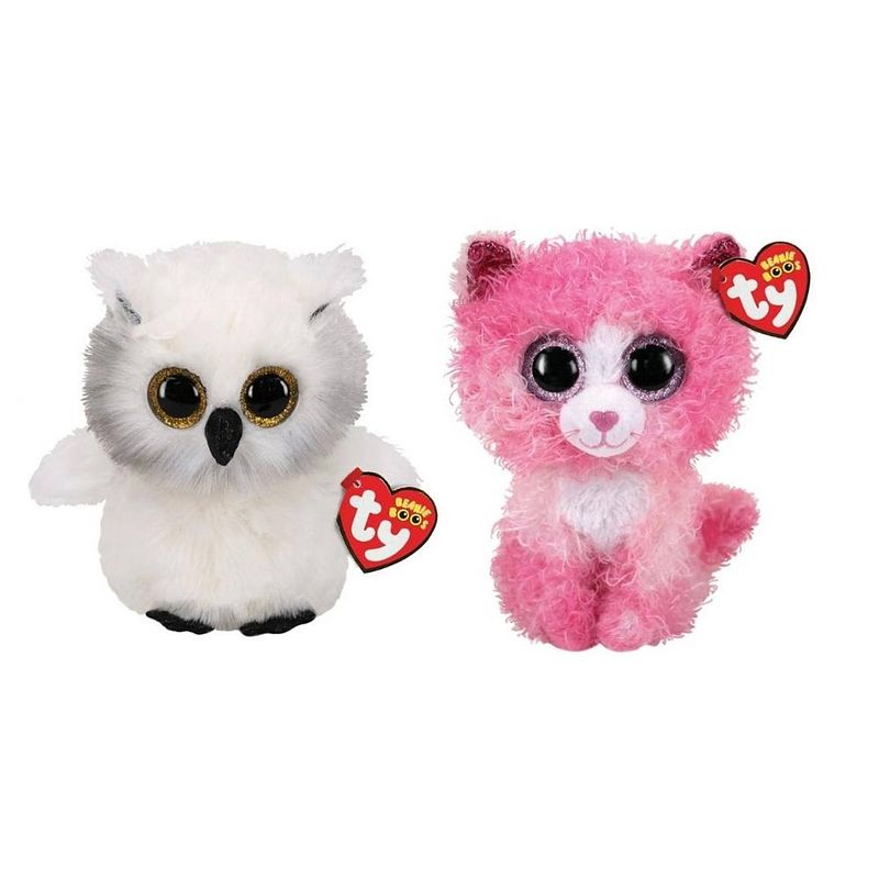 Foto van Ty - knuffel - beanie boo's - ausitin owl & reagan cat