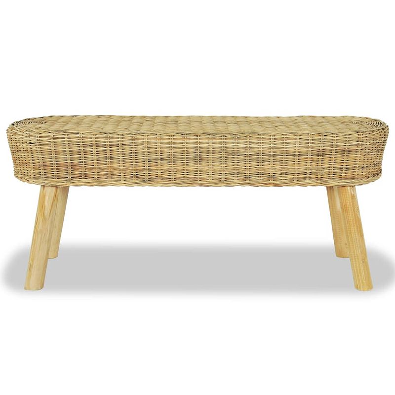 Foto van The living store halbankje rattan - 110 x 35 x 45 cm - rustieke charme - eenvoudige montage