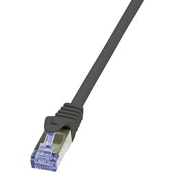 Foto van Logilink cq3053s rj45 netwerkkabel, patchkabel cat 6a s/ftp 2.00 m zwart vlambestendig, snagless 1 stuk(s)