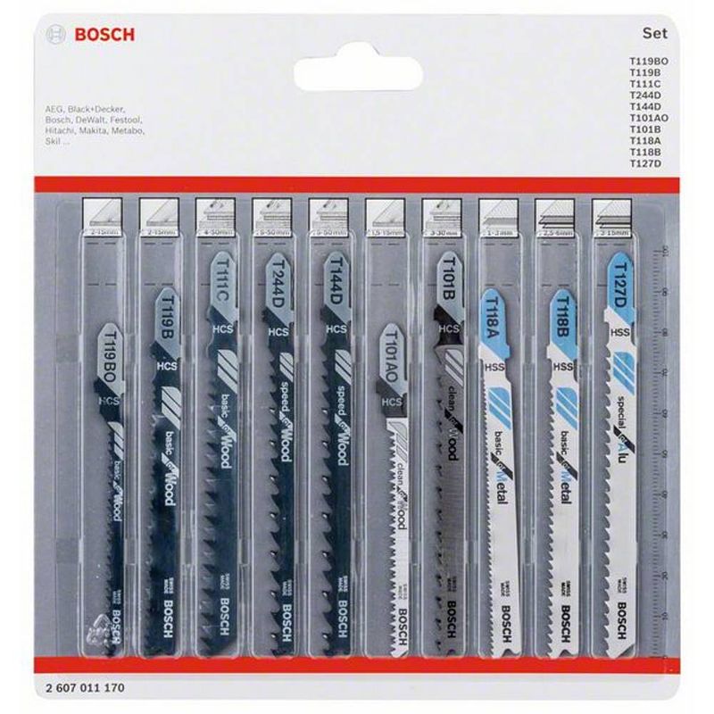 Foto van Bosch accessories 2607011170 decoupeerzaagblad-set wood and metal, 10-delig 10 stuk(s)