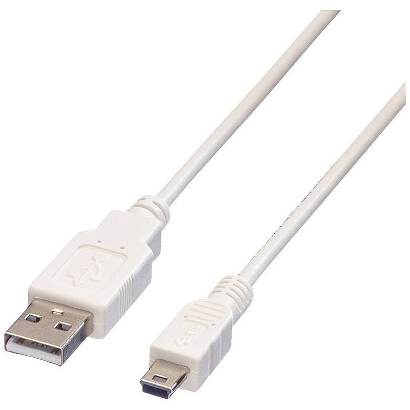 Foto van Value usb-kabel usb 2.0 usb-a stekker, usb-mini-a stekker 1.80 m wit afgeschermd 11.99.8718