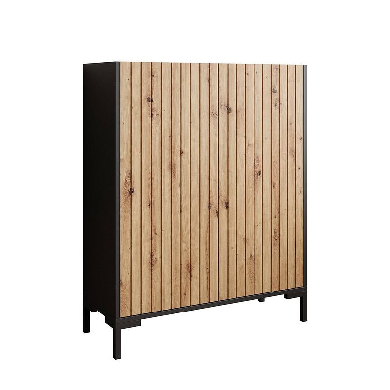 Foto van Meubella dressoir lemon - zwart - eiken - 100 cm