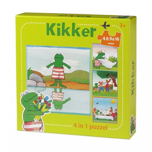 Foto van De wereld van kikker 4 in 1 puzzel (groen) (4+6+9+16 stukjes) - puzzel;puzzel (8716473240110)