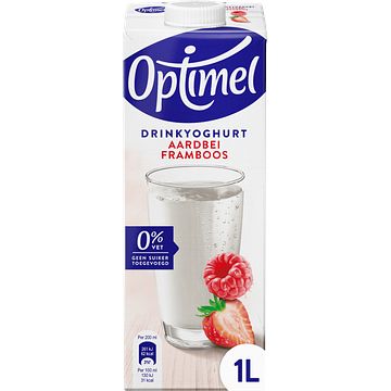 Foto van Optimel langlekker drinkyoghurt aardbei framboos 0% vet 1 x 1l bij jumbo