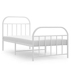 Foto van Vidaxl bedframe met hoofd- en voeteneinde metaal wit 80x200 cm