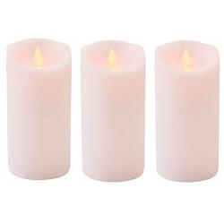 Foto van 3x roze led kaars / stompkaars 15 cm - luxe kaarsen op batterijen met bewegende vlam