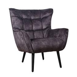 Foto van Ptmd kian velvet washed fauteuil grey brown velvet