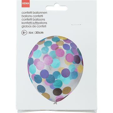 Foto van Hema confetti ballonnen 30 cm 6 stuks bij jumbo