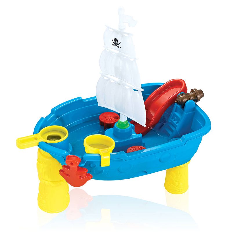 Foto van Eddy toys zand- en watertafel piraten - met 12 accessoires - buitenspeelgoed - 54 x 45 x 31 cm