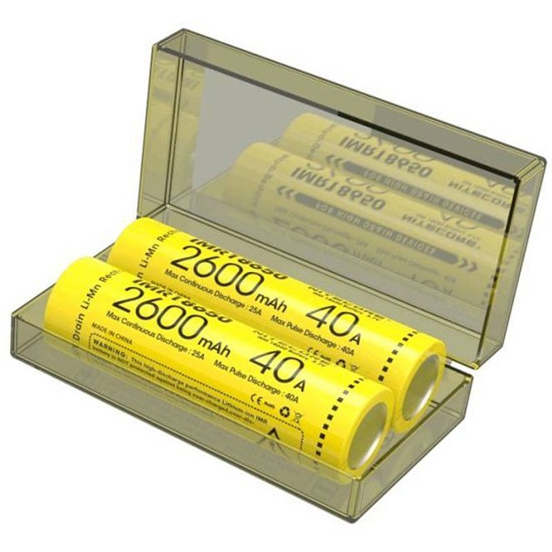 Foto van Nitecore imr18650 li-ion high drain flat head 2600mah/40a 2 pack