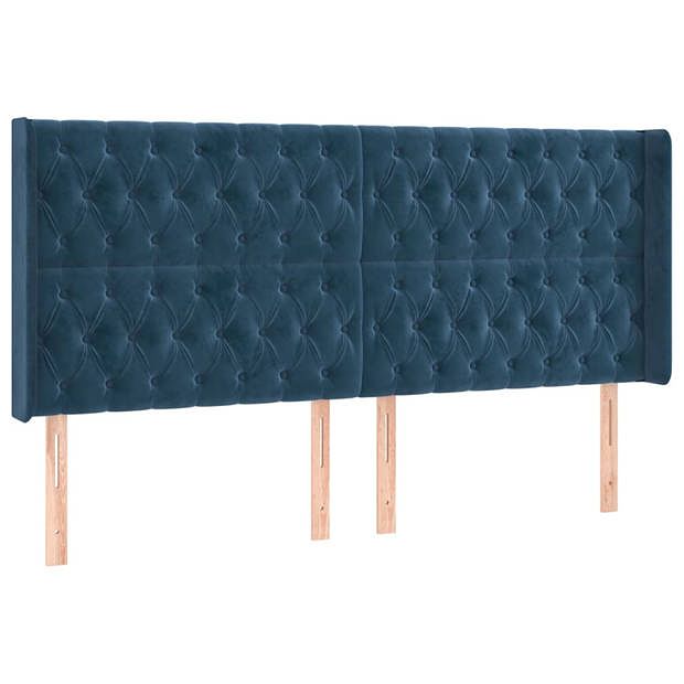 Foto van Vidaxl hoofdbord met randen 203x16x118/128 cm fluweel donkerblauw