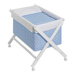 Foto van Interbaby wieg 90 x 55 cm hout/katoen blauw/wit 5-delig