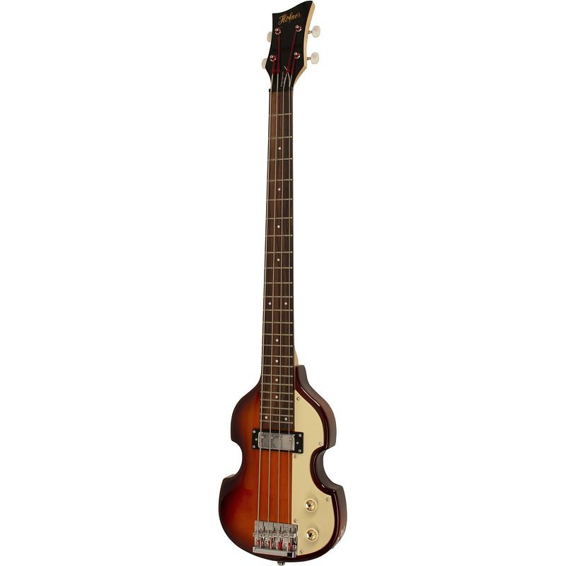 Foto van Hofner shorty violin bass ct vintage sunburst elektrische basgitaar met gigbag