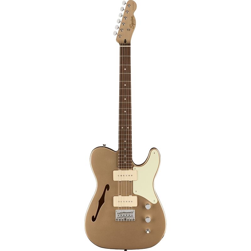 Foto van Squier paranormal cabronita telecaster thinline shoreline gold il fsr elektrische gitaar