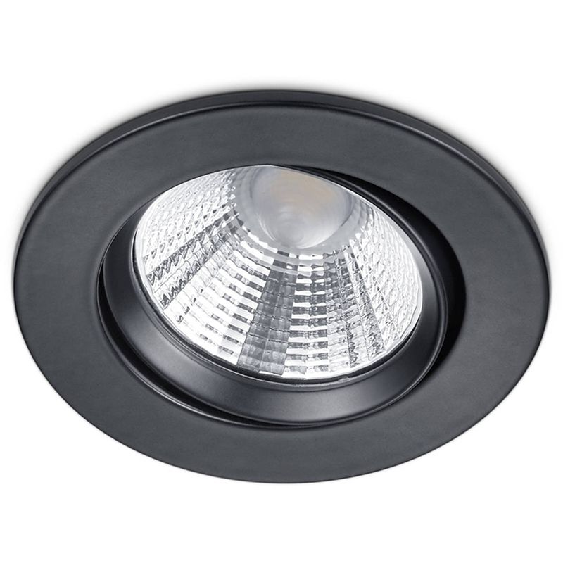 Foto van Led spot - inbouwspot - trion paniro - rond 5w - dimbaar - warm wit 3000k - mat zwart - aluminium - ø80mm