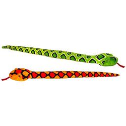 Foto van Keel toys - pluche knuffel dieren set van 2x slangen rood en groen 100 cm - knuffeldier