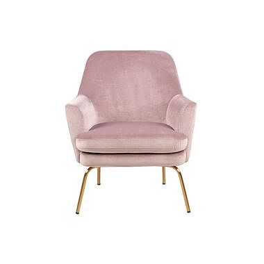 Foto van Relaxfauteuil ulla - fluweel - roze - leen bakker