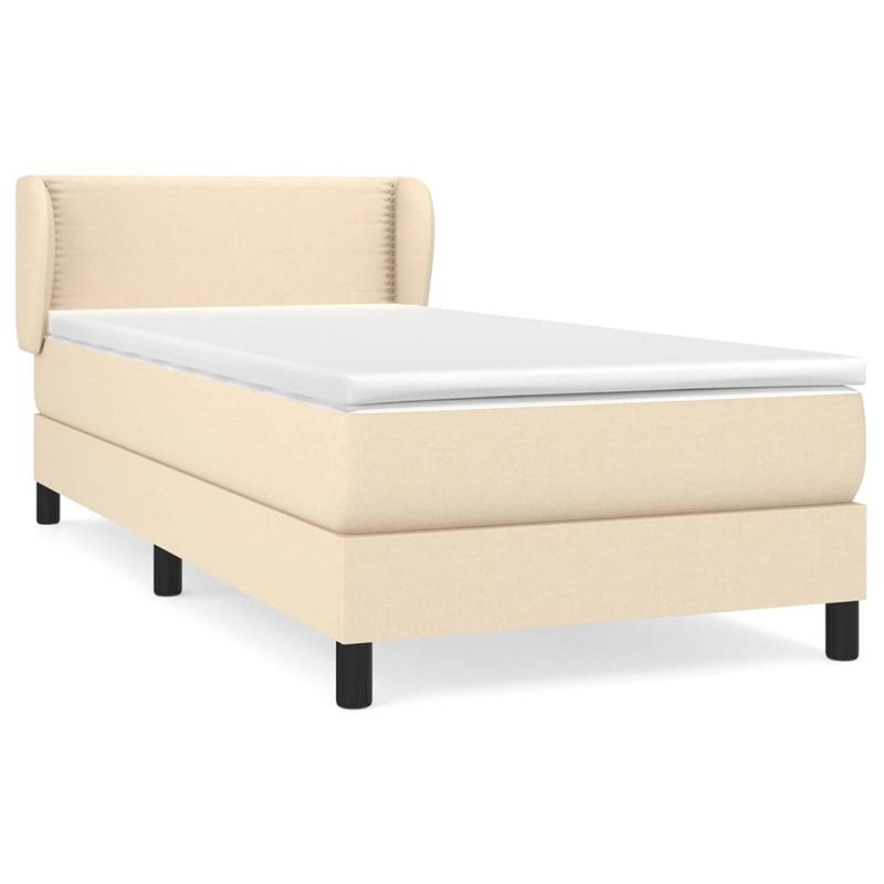 Foto van The living store boxspringbed - crème - 203x103x78/88 cm - pocketvering matras - middelharde ondersteuning -