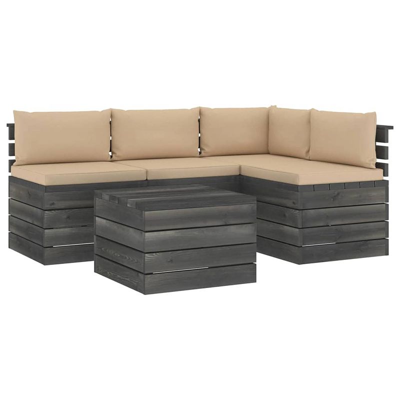 Foto van Vidaxl 5-delige loungeset met kussens pallet massief grenenhout