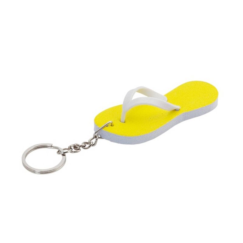 Foto van Sleutelhangers teenslippers 8 cm geel - sleutelhangers