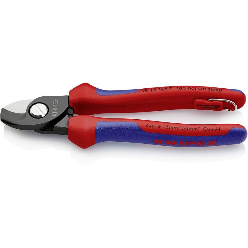 Foto van Knipex 95 12 165 t kabelschaar geschikt voor (striptechniek) alu- en koperkabel, een- en meerdraads