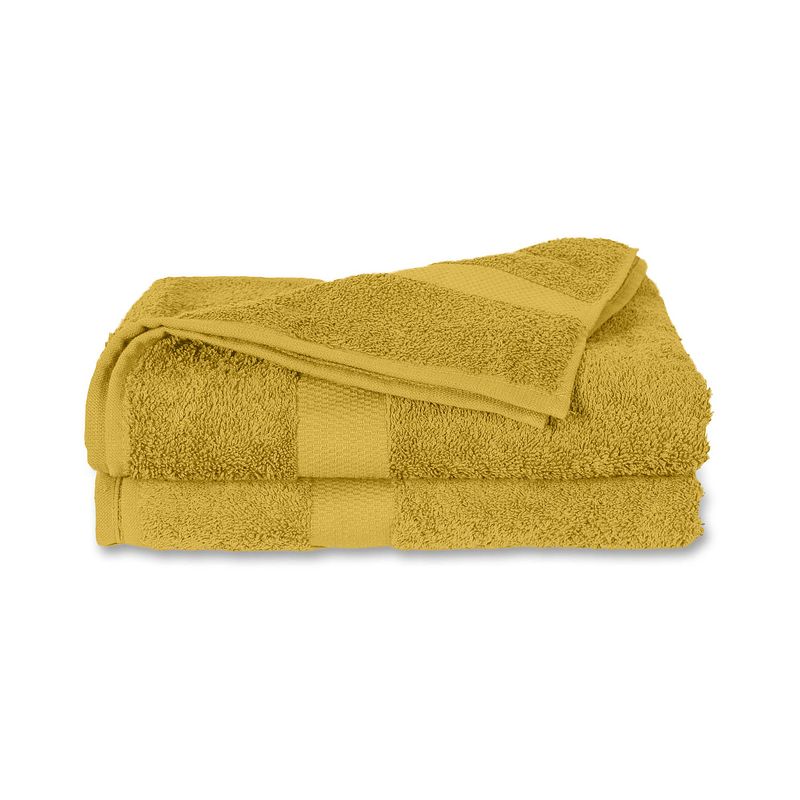 Foto van Twentse damast handdoekenset 2 stuks - geel - 50x100
