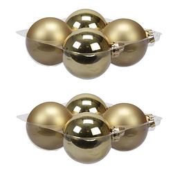 Foto van 8x stuks glazen kerstballen goud 10 cm mat/glans - kerstbal