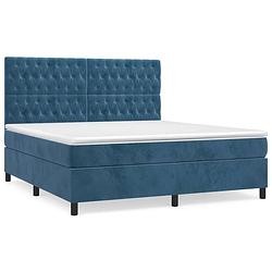 Foto van The living store boxspringbed - the living store - bed - 180 x 200 cm - donkerblauw fluweel