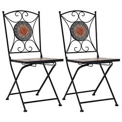 Foto van Vidaxl bistrostoelen mozaïek 2 st oranje en grijs