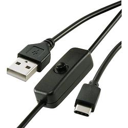 Foto van Renkforce stroomkabel raspberry pi [1x usb-a 2.0 stekker - 1x usb-c stekker] 1.00 m zwart incl. in/uit-schakelaar