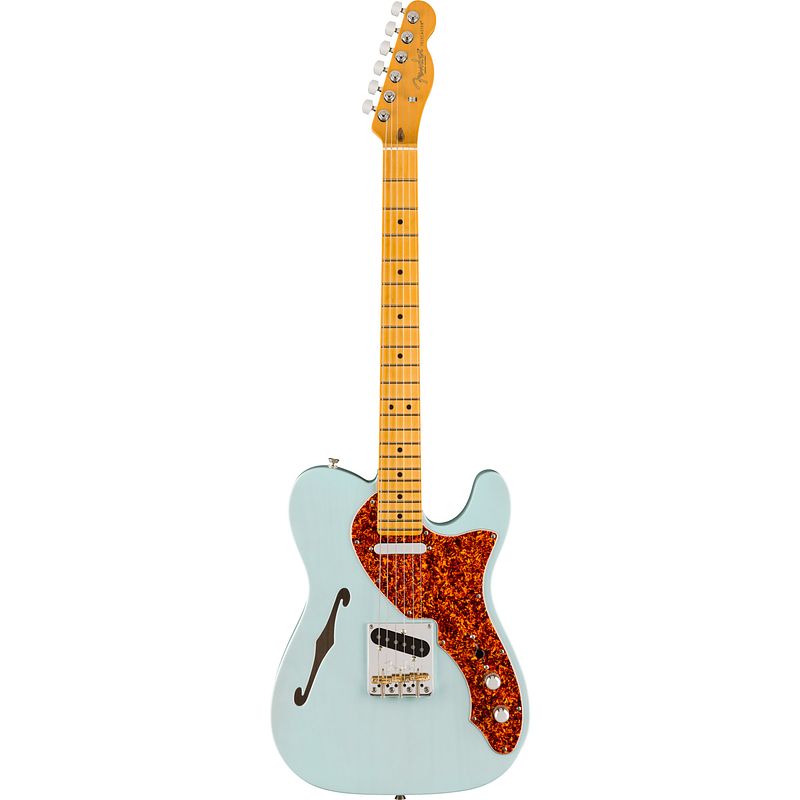 Foto van Fender american professional ii telecaster thinline mn transparent daphne blue met koffer