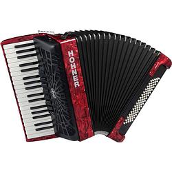 Foto van Hohner bravo iii 80 rood, silent key accordeon