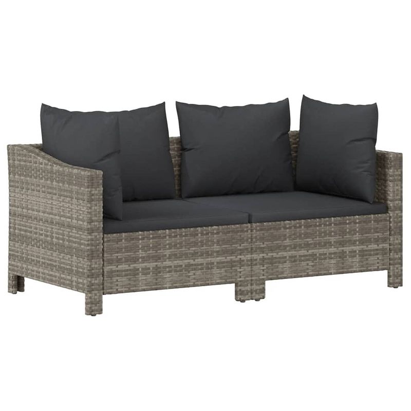 Foto van Vidaxl 2-delige loungeset met kussens poly rattan grijs