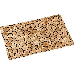 Foto van 4x rechthoekige onderleggers/placemats voor borden met houtschijven print 28 x 43 cm - placemats
