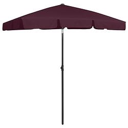 Foto van The living store strandparasol - bordeauxrood - polyester - 232 cm - uv-beschermend