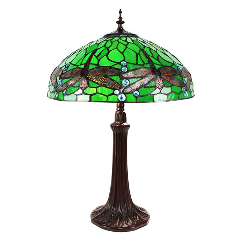 Foto van Haes deco - tiffany tafellamp groen ø 41x57 cm fitting e27 / lamp max 2x40w