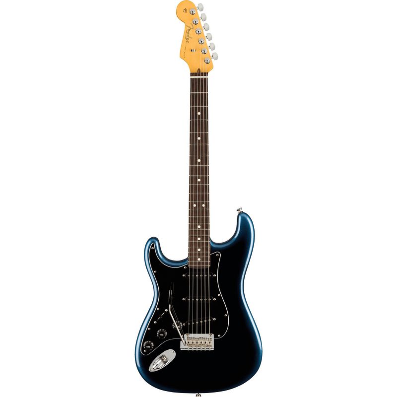 Foto van Fender american professional ii stratocaster lh dark night rw linkshandige elektrische gitaar met koffer