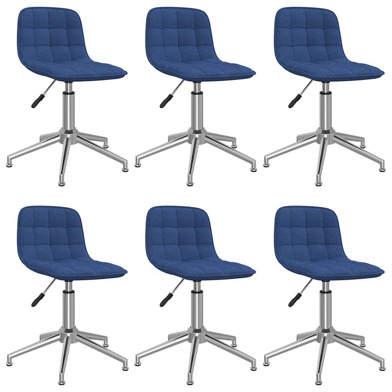 Foto van Vidaxl eetkamerstoelen draaibaar 6 st stof blauw