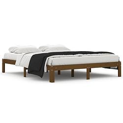 Foto van The living store houten bedframe - 160 x 200 cm - honingbruin