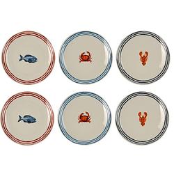 Foto van 4goodz sealife set 6 stuks porseleinen dinerborden 27 cm