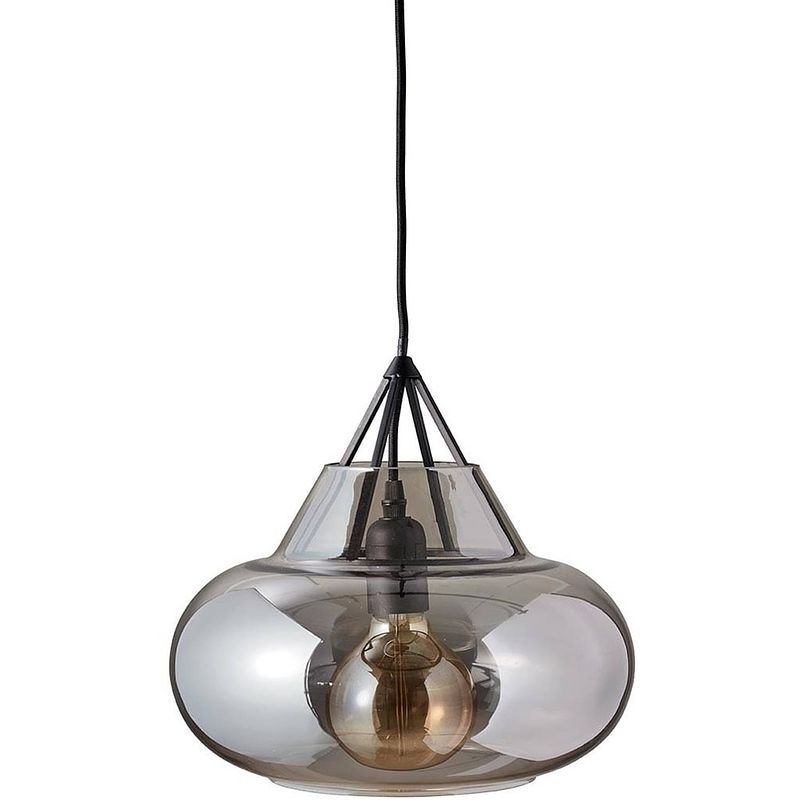 Foto van Dyberg larsen hanglamp polo smoked 29 cm glas/staal 60w grijs