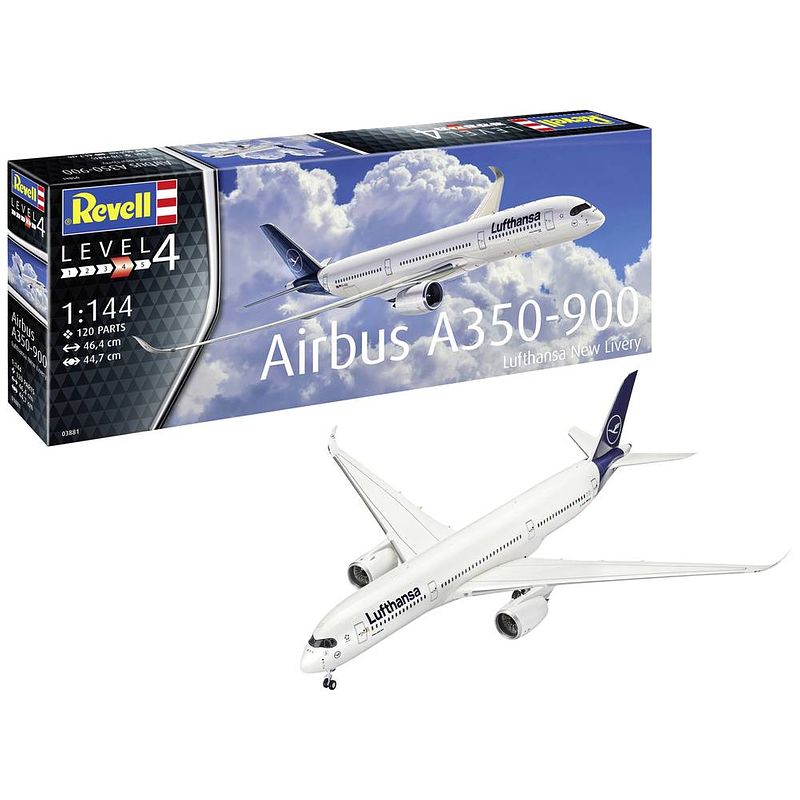 Foto van Revell 03881 airbus a350-900 lufthansa new livery vliegtuig (bouwpakket) 1:144