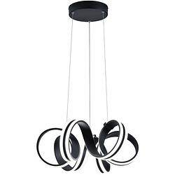 Foto van Led hanglamp - trion katra - 38w - warm wit 3000k - dimbaar - rond - mat zwart - aluminium