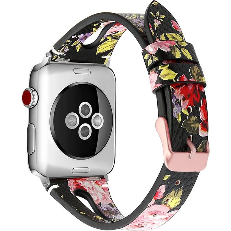 Foto van Smartphoneclip - bandje leer pink flower - voor apple watch 38-40mm