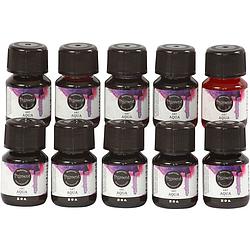 Foto van Packlinq vloeibare aquarelverf. diverse kleuren. 10x30 ml/ 1 doos