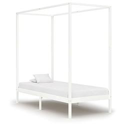 Foto van Vidaxl hemelbedframe massief grenenhout wit 90x200 cm