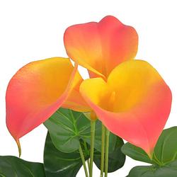 Foto van The living store calla lelie kunstplant - 45cm - realistische uitstraling - 9 bladeren - 3 bloemen