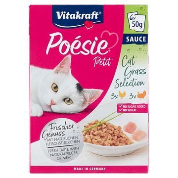 Foto van Vitakraft poesie petit sauce cat grass selection 6 x 50g bij jumbo