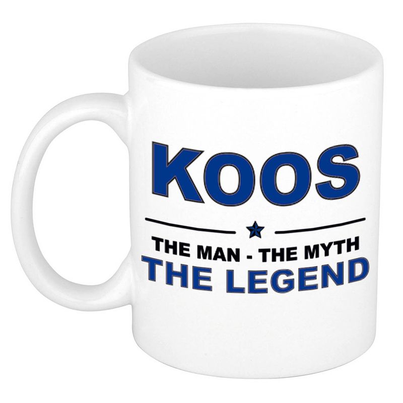 Foto van Koos the man, the myth the legend cadeau koffie mok / thee beker 300 ml - naam mokken