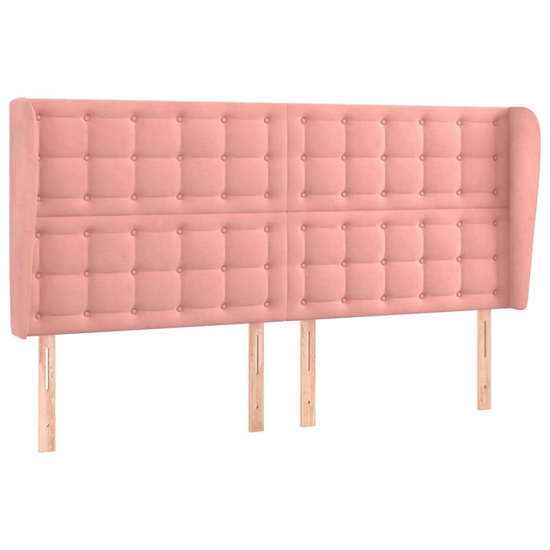 Foto van The living store - hoofdbord - roze - 163 x 23 x 118/128 cm - fluweel - stevige poten